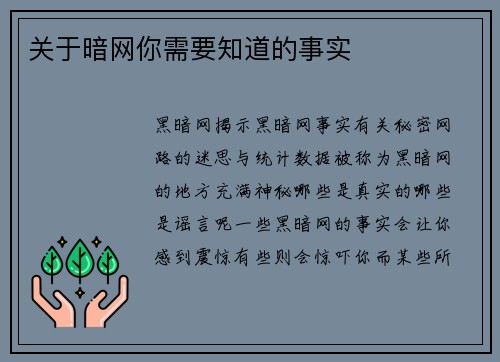 关于暗网你需要知道的事实